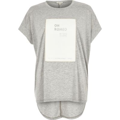 Grey print boyfriend fit t-shirt